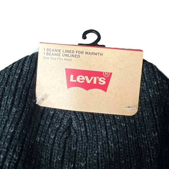 NWT Levi’s 2 pack Beanie Lined for Warmth & Beanie Unlined - Picture 5 of 6